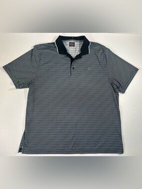Greg Norman Collection Striped Polo Golf Shirt - Teal/Gray